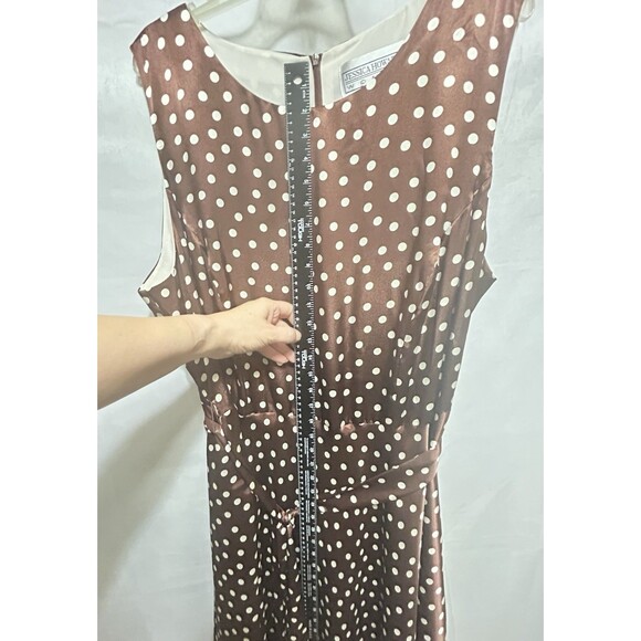 Jessica Howard Womens 24 Brown Polka Dot Maxi Dress with Belt - Picture 4 of 9